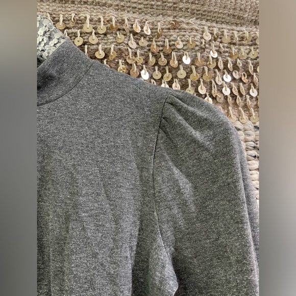 🩶🩶 NWT J Crew gray sparkly puff-sleeve turtleneck tissue tee sz S - Picture 3 of 6